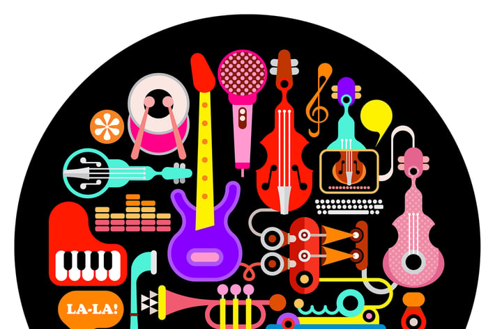 Musical Instruments Round Illustration