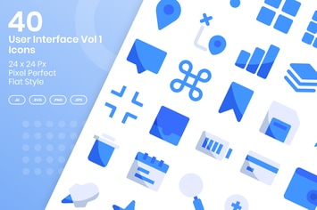 40 User Interface Vol 1 Icons Set - Flat
