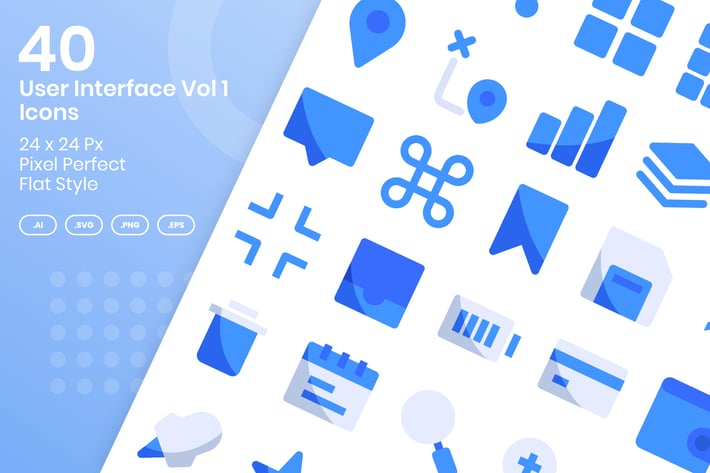 40 User Interface Vol 1 Icons Set - Flat