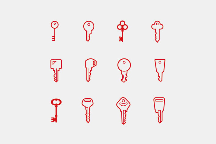 12 Key and Lock Icons