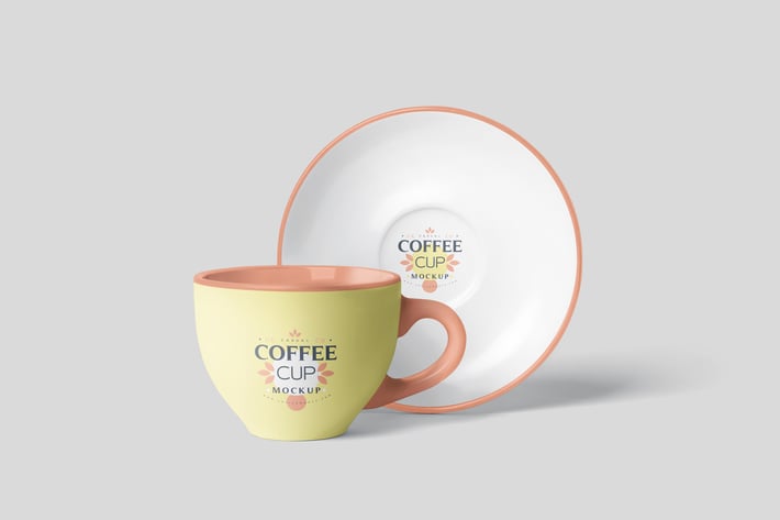 Coffee Cup Mockup Set with Saucer