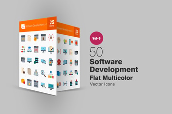 50 Software Development Flat Multicolor Icons
