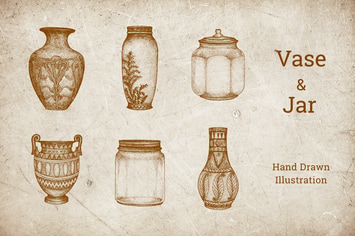 Vintage Illustration - Vase and Jar