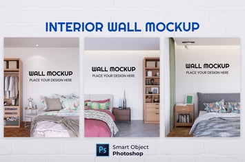 Interior Bedroom Wall Mockup