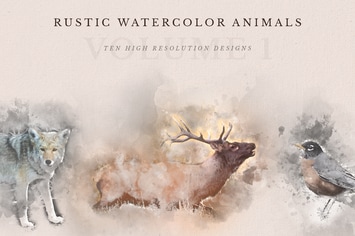 Rustic Watercolor Animals - Volume 1
