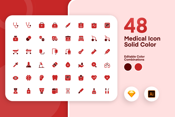 Medical Solid Color Icon Set