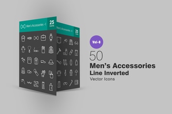 50 Men's Accessories Line Inverted Icons