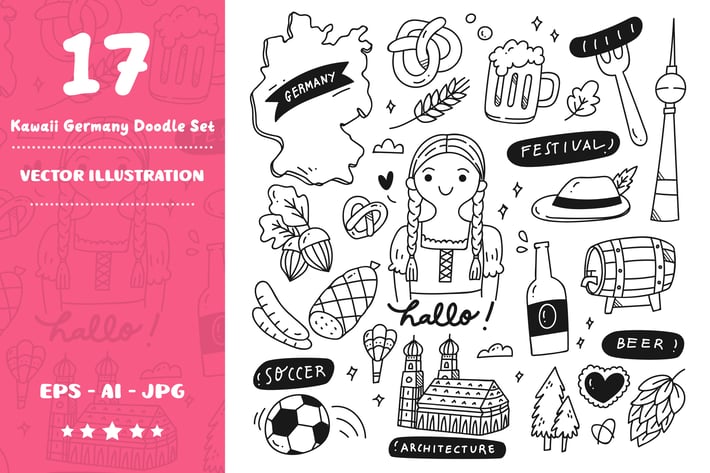 Kawaii Germany Doodle Set