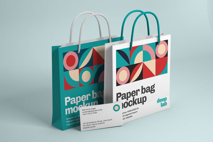Paper Bag and Business Card Branding Mockup