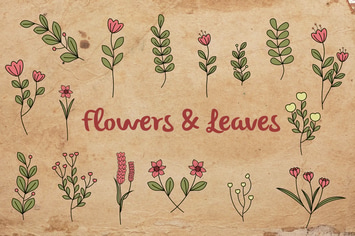 Flower & Leaf Hand Drawn