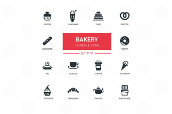 Bakery concept - flat design icons set