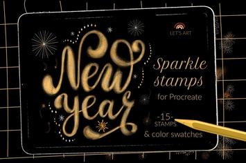 New Year sparkle fireworks brushes