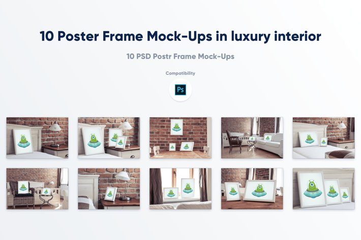 10 Poster Frame Mock-Ups in luxury interior
