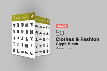 50 Clothes & Fashion Glyph Icons Season II