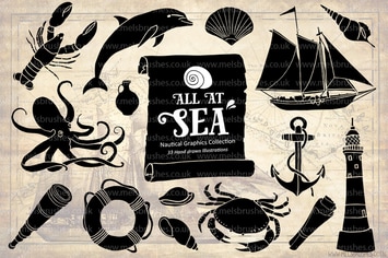 Nautical Sea Hand Drawn Illustration Set