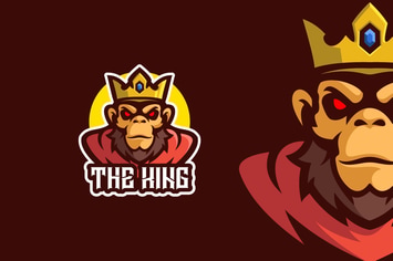 Angry Monkey King Mascot Character Logo Template