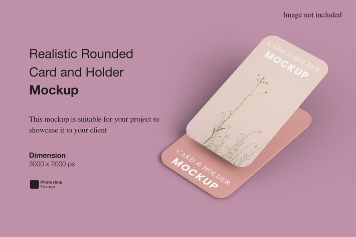 Realistic Rounded Card and Holder Mockup