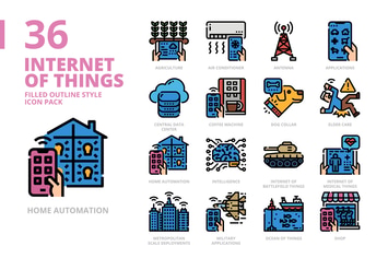 Internet of Things Filled Outline Style Icon Set