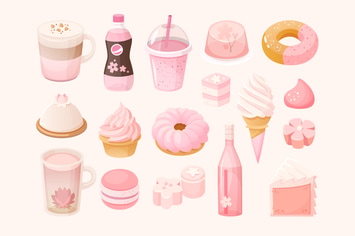 Sakura flavored Japanese desserts