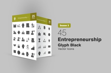 45 Entrepreneurship Glyph Icons