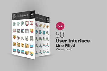 50 User Interface Glyph Multicolor BG Icons