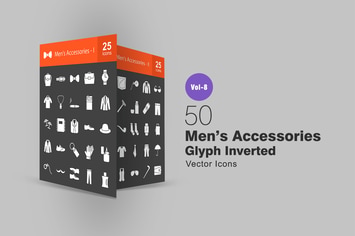 50 Men's Accessories Glyph Inverted Icons
