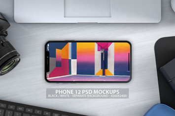 iPhone 12 PSD Mockups with Clean Background