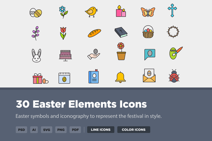 30 Easter Elements Icons