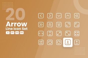 20 Arrow Line Icon Set