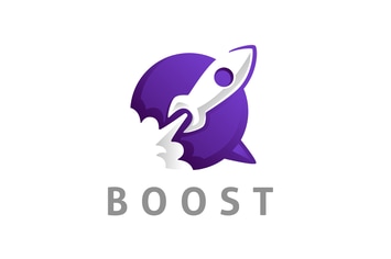 Negative Space Rocket Message Logo