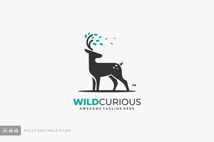 Deer with Leaves Logo Template