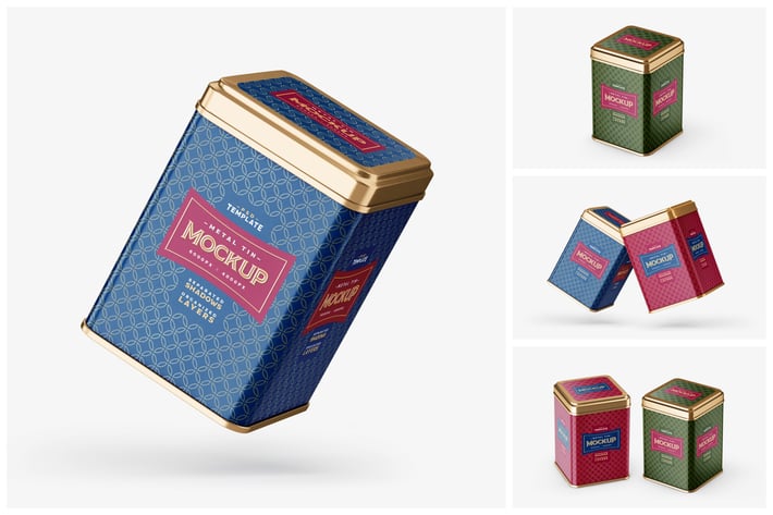 Square Tin Can Mockup Set