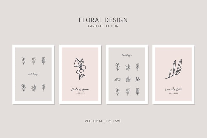 Floral Card Vector Set