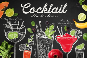 Alcohol Cocktails Hand-Drawn Graphic
