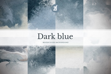8 Dark blue abstract watercolor background