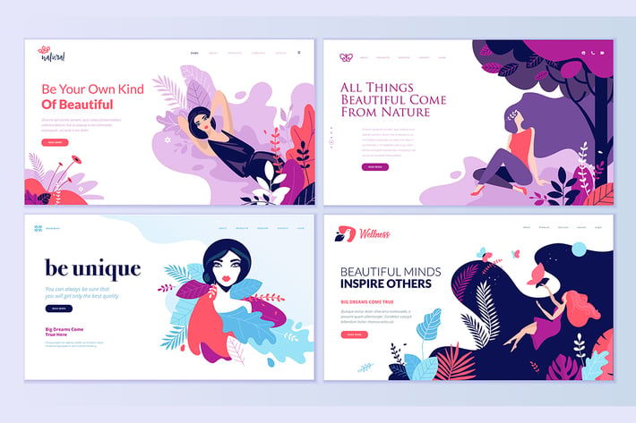 Set of Beauty Web Page Design Templates
