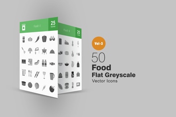 50 Food Greyscale Icons