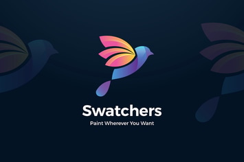 Colorful Liquids Bird Flying Logo Template