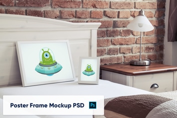 Poster Frames in luxury interior - Mockup PSD