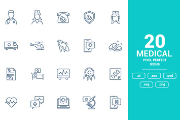 Flat line icons design - Medical
