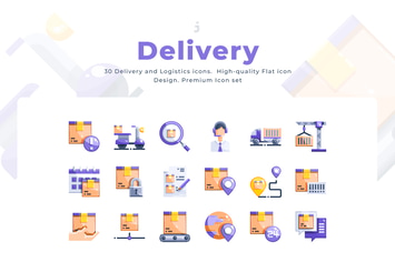 30 Delivery Icons - Flat