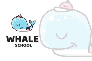Whale School Cute Logo Template
