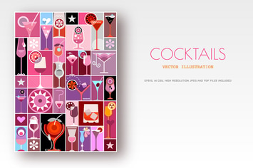 Cocktails pop art vector collage