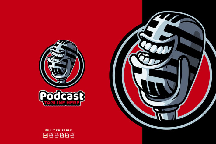 Funny Podcast Logo Template