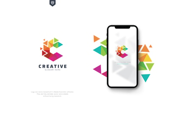 Triangular Colorful Letter C Logo