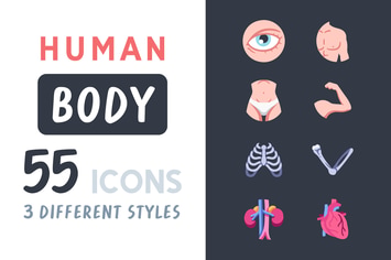 55 Human body icon set
