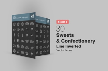 30 Sweets & Confectionery Line Inverted Icons S2