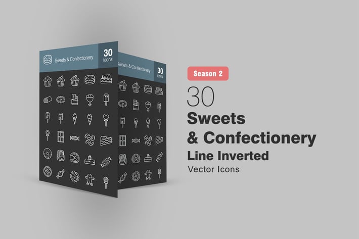 30 Sweets & Confectionery Line Inverted Icons S2