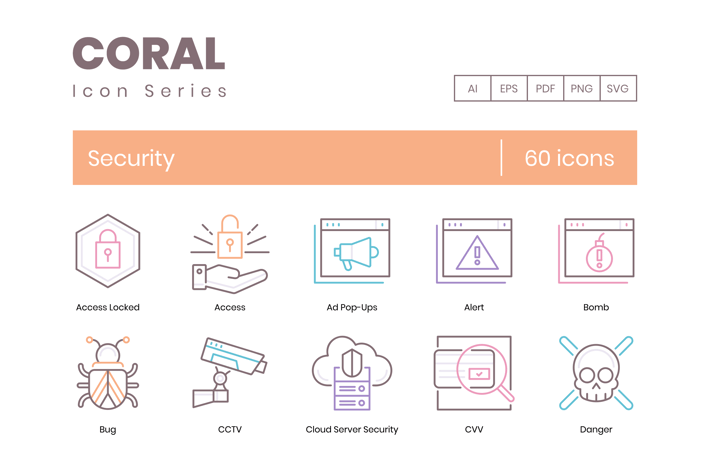 60 Security and Safety Line Icons
