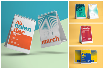 Vertical Desk Calendar Mockup Set